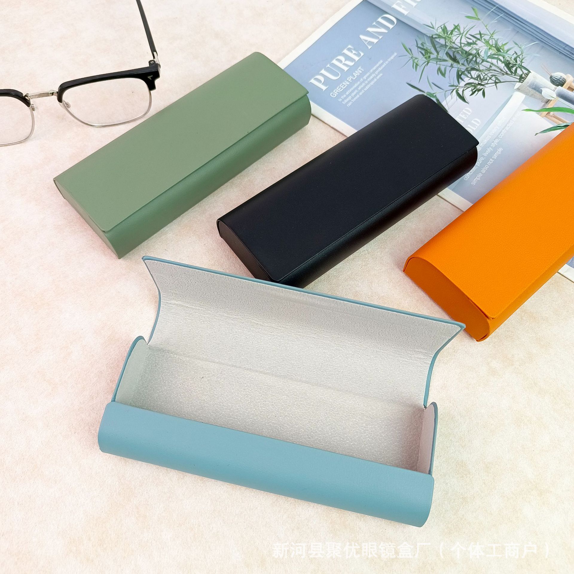 复古手工眼镜盒新款皮质近视镜太阳镜手工盒简约创意眼镜收纳盒厂