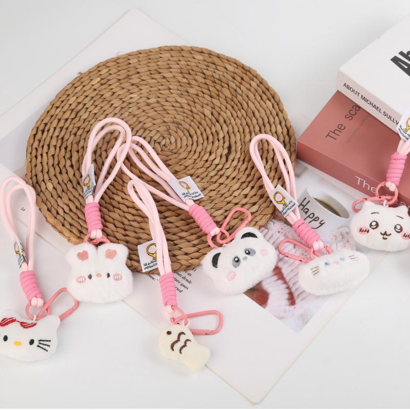 Caricatura niña corazón felino oso colgante muñeca llavero colgante bolso colgante accesorios de cadena de teléfono móvil