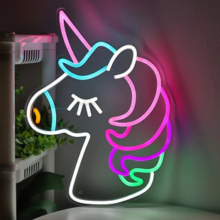 Unicorn Neon Cross-Border E-Commerce Label Luminous Light Sign English Letter Pattern Atmosphere Decorative Light Sign