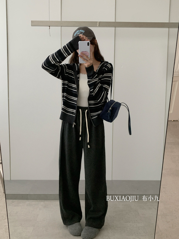 布小九秋序糯米懒懒裤慵懒舒适遮肉宽松休闲女裤直筒裤长裤拖地裤|undefined