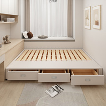 无床头现代简约排骨架可尺寸榻榻米卧室气压储物卧室实木床供应链