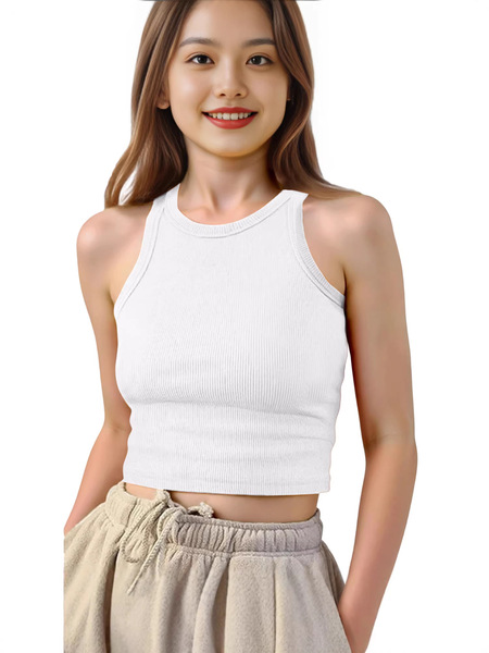 short children's summer solid color bra top sleevless