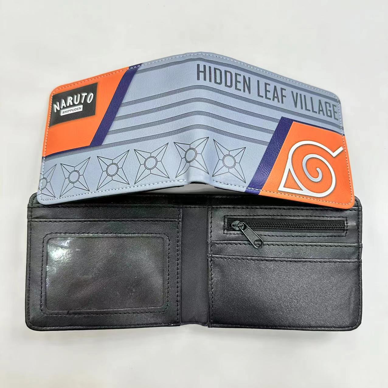 Hokage billetera Ninja Boy Sasuke Naruto nuevo tipo de bolso de tarjetas, bolso de cambio de dibujos animados Fuego Nube, cartera de cambio PU, bolso de piel