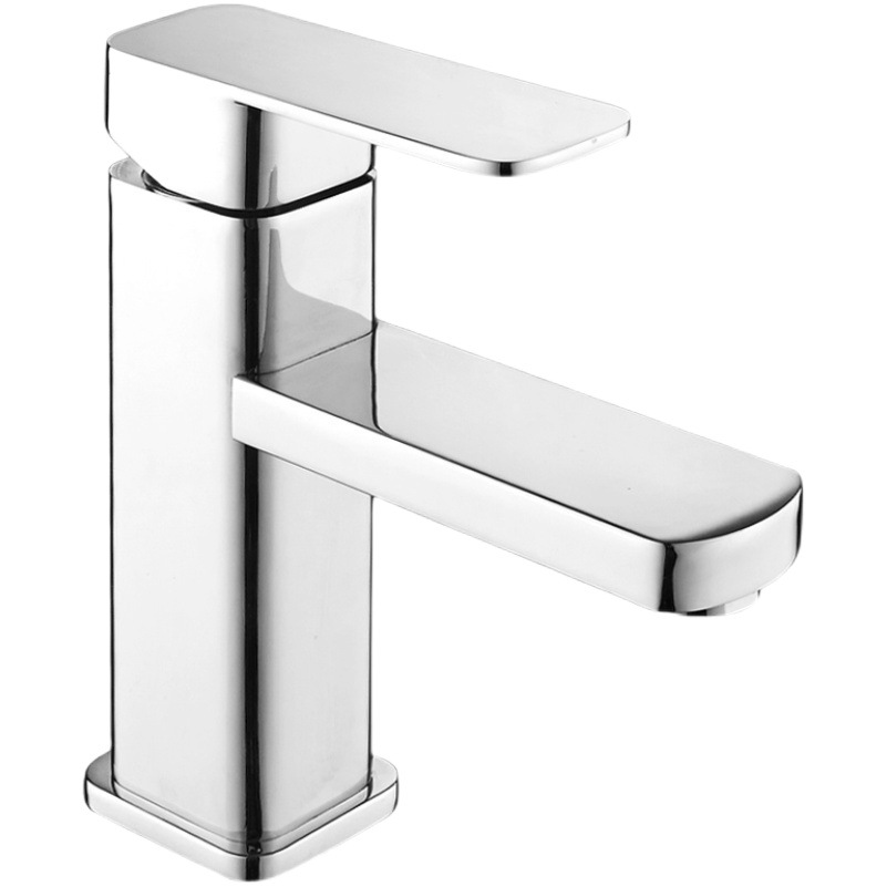 Cuenca cuadrada grifo de acero inoxidable baño lavabo superior lavabo baño caliente y fría sola grifo frío