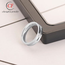 速卖通爆款电镀哑光面镶单钻不锈钢戒指时尚简约精致台阶钛钢指环