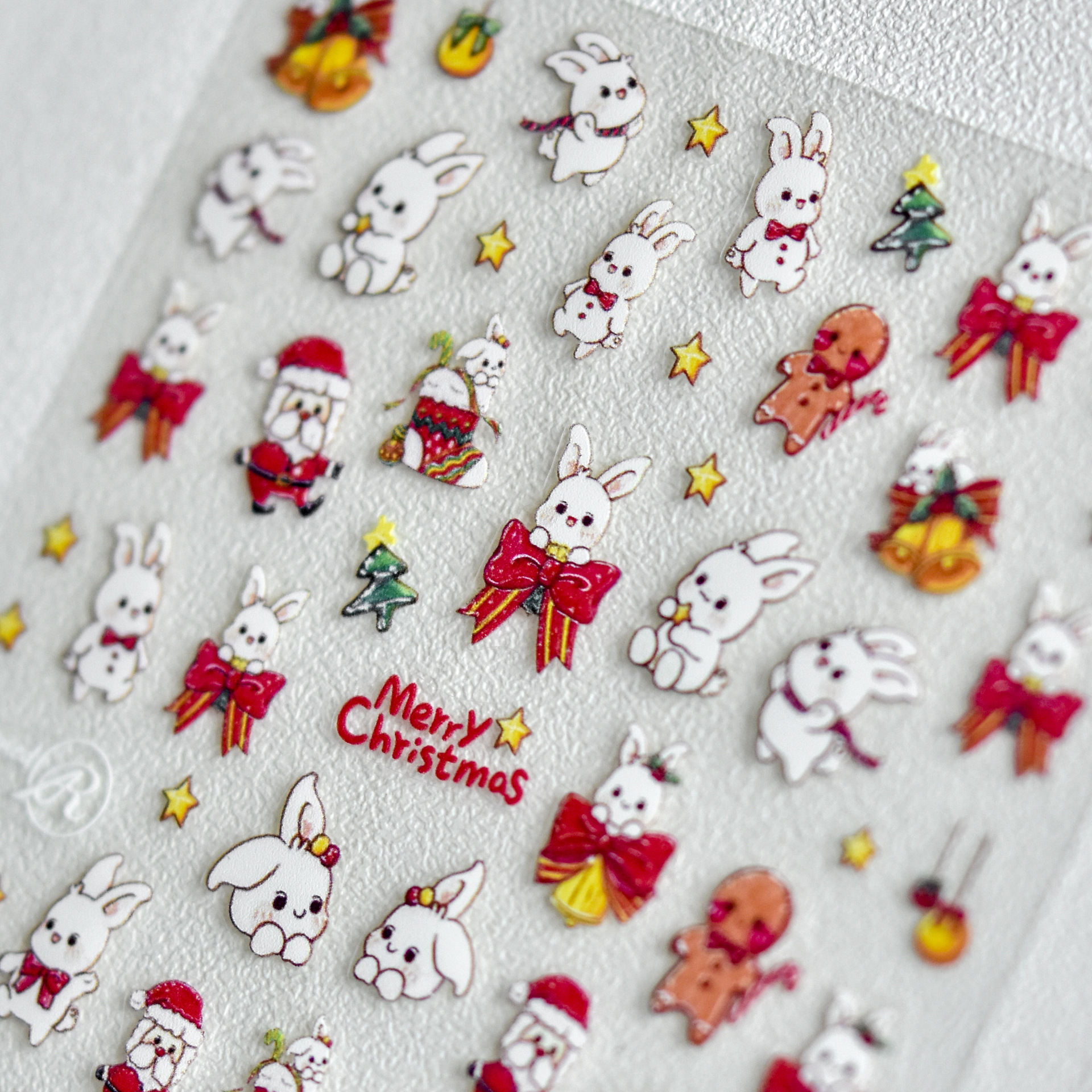 Pegatinas de uñas duras finas tomoni caliente japonés lindo pegatinas de uñas 2D ins joyería de uñas de Navidad al por mayor