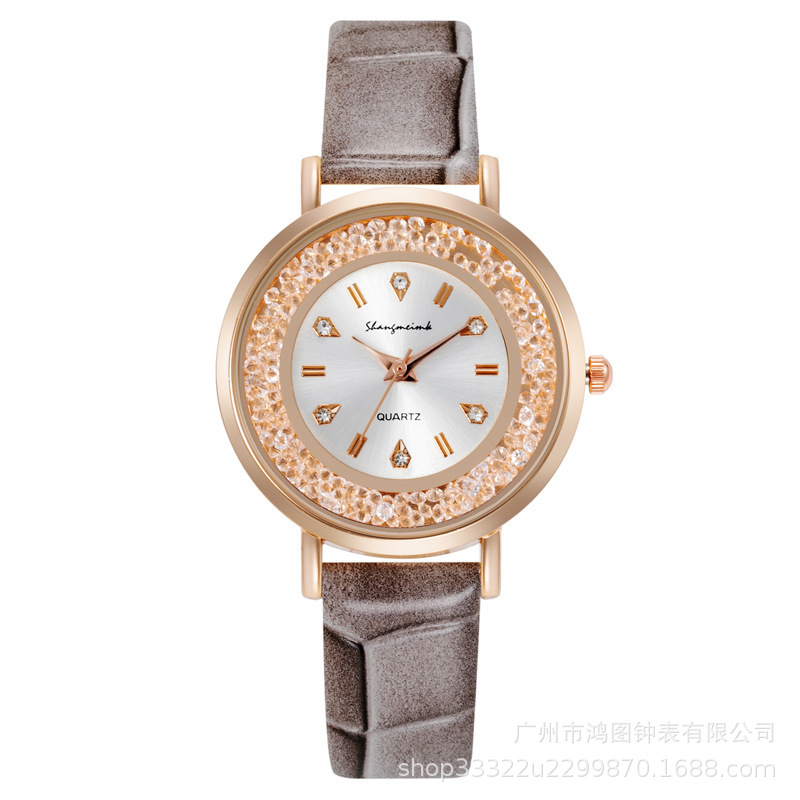 Comercio exterior reloj de moda señoras estudiantes versión coreana de diamantes Moda moda casual cuarzo mujer Mesa vibrato rojo