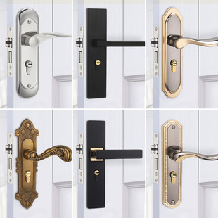 Room Door Lock Household Universal Bedroom Interior Door Black Lock Set Three-piece Mute Old Door Handle Old Door Dipeng