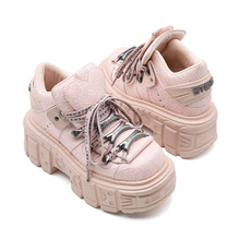 夏季跨境厚底金属松糕鞋增高街拍朋克鞋坦克底高帮鞋女靴工厂直供