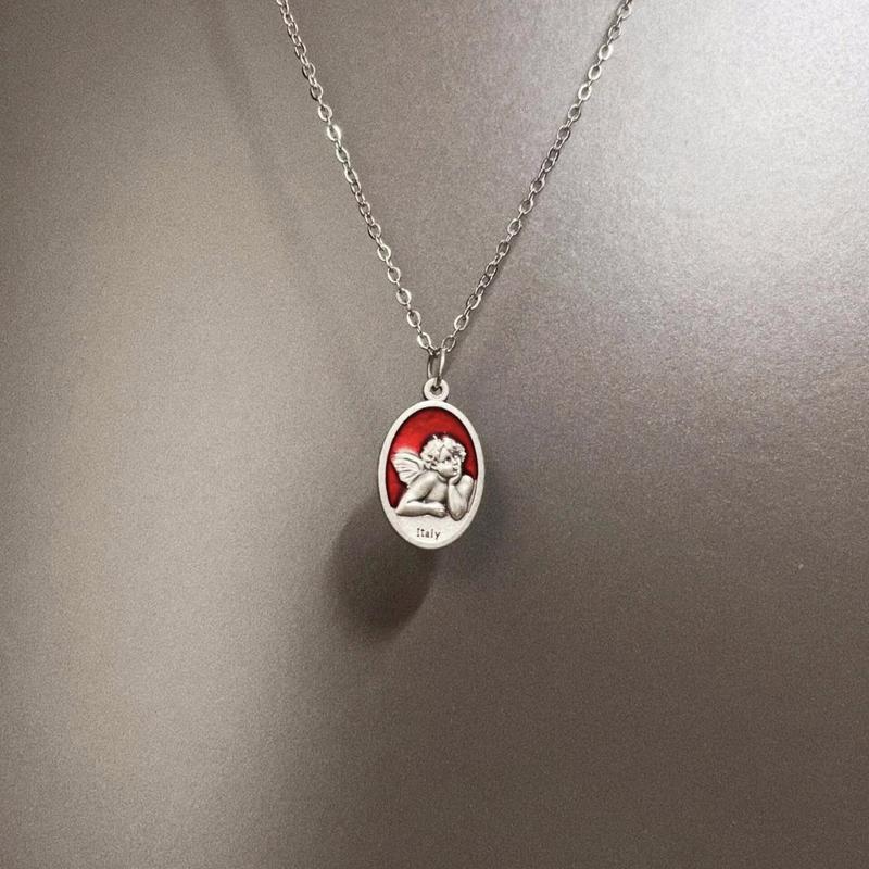 Vintage Niche Design Angel Necklace Double-Sided Angel Necklace Everyday Versatile Female Factory Direct Sale