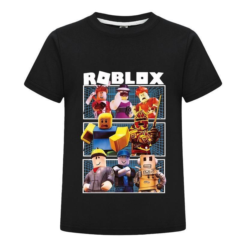 European Size Cross-Border Cotton Roblox T-Shirt for Boys Girls Kids Gaming Graphic