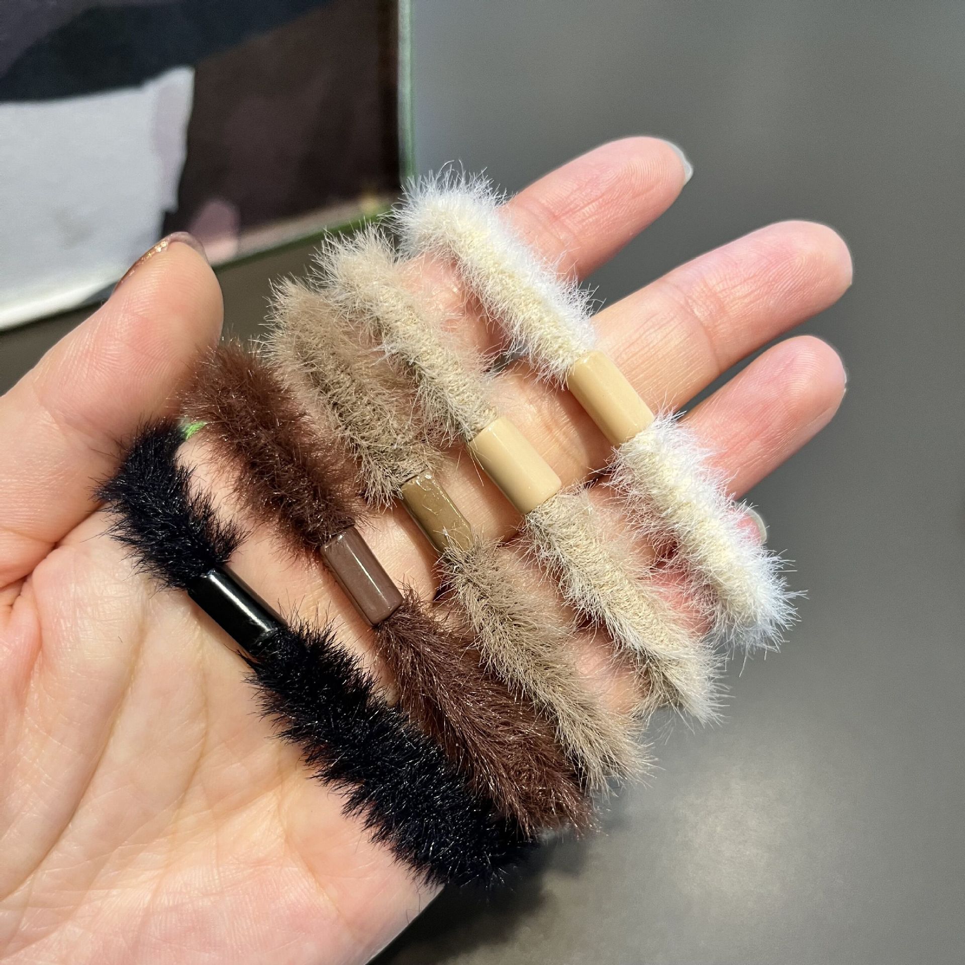 milk brown Mao Mao Hair Rope Simple DIY Handmade Material High Elastic Durable Headwear Autumn and Winter New Mori Style Hair Rope