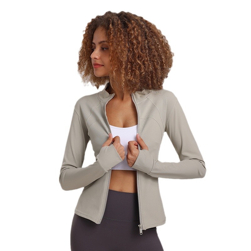 플러시 요가 재킷 여성용 상의 스포츠 러닝 피트니스 의류 속건 가을과 겨울 신상품 고급 스탠드 칼라 긴팔