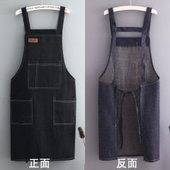 牛仔透氣背帶圍裙耐髒防污個性無袖女工作服高檔日系韓版圍腰男士