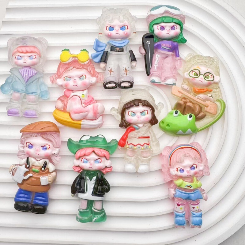 Cartoon Luminous Big Card Dress Dora Girl Resin Accessories Handmade DIY Hairpin Refrigerator Sticker Mobile Phone Shell Accessories