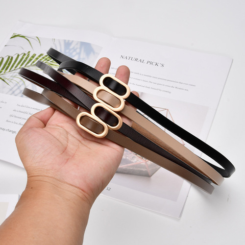 New belt thin belt decorative dress fashionable and versatile thin belt genuine leather belt women's personalized trendy belt