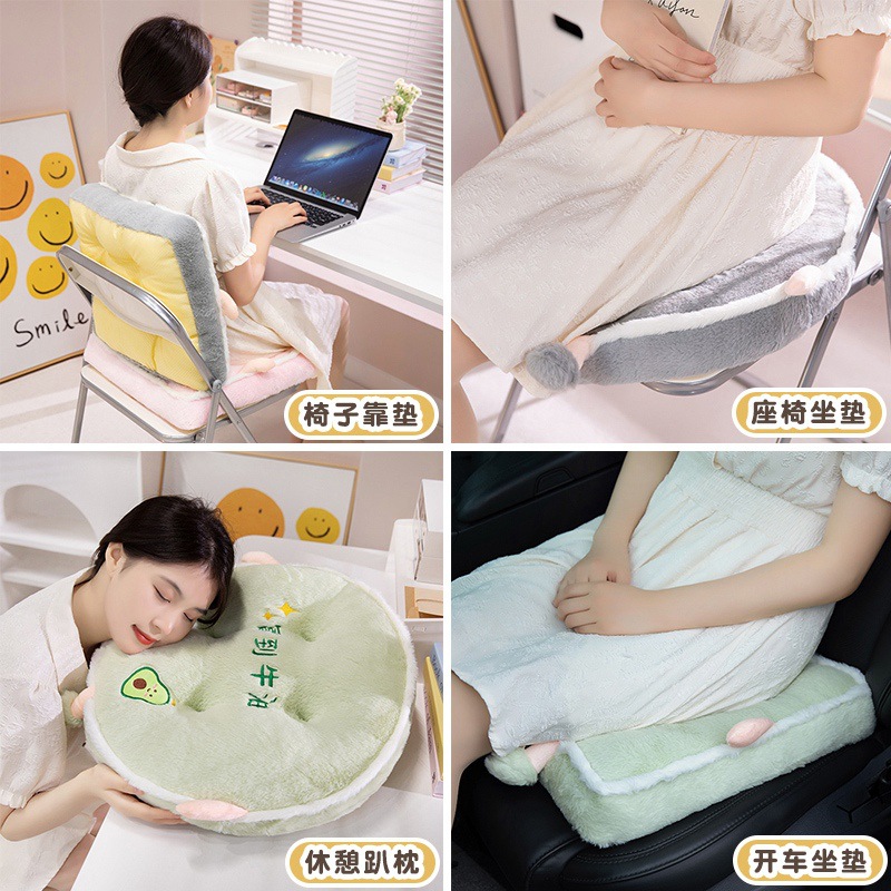 Círculos animados de seda de cabello de conejo espeso asiento cojín de cojín