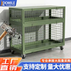 移动网箱军绿色可拆卸带轮重型物资笼仓储托盘筐野战战备箱移动式