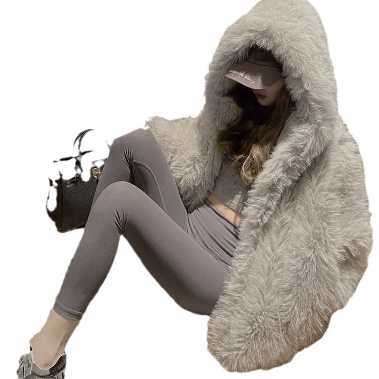 Ту Cant Hooded Short Fur Coat for Women, Thickened Lamb Wool, Autumn–Winter Street Style