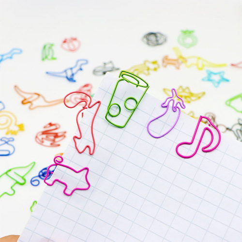 New colored paper clips, cute cartoon shaped paper clips, creative and thickened metal bookmarks