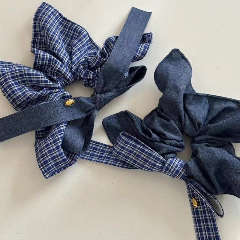 Geruit strik haarelastiek voor dames, herfst en winter accessoire_voghion.com