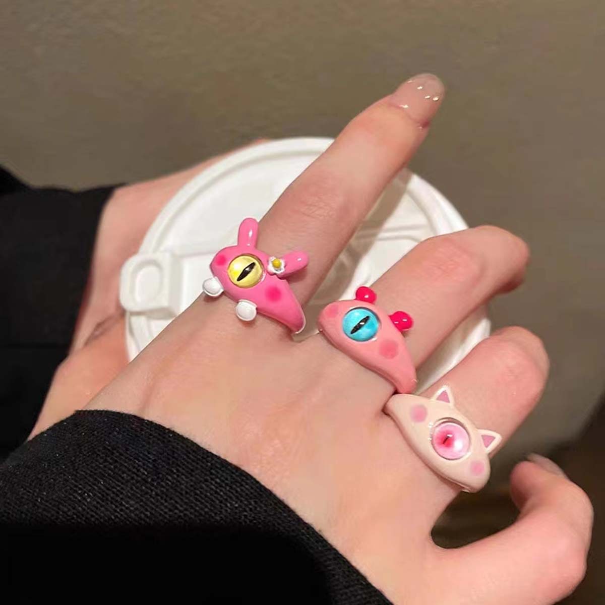 Childlike Cute Little Cat Monster For Women 2026 New Trendy Design Versatile Index Finger Ring_voghion.com