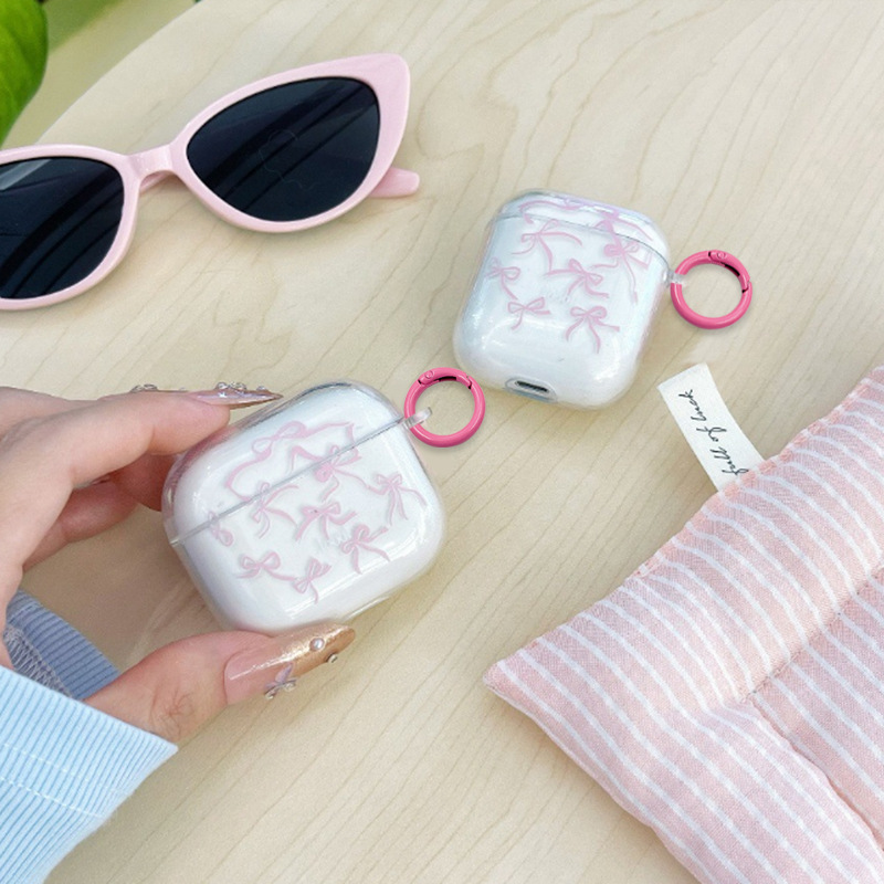 For Apple AirPods Wireless Headset Protective Cover Powder Bow