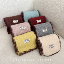 设计师款儿童仿羊绒围巾 冬季小羊标包边围脖男女童保暖针织脖套