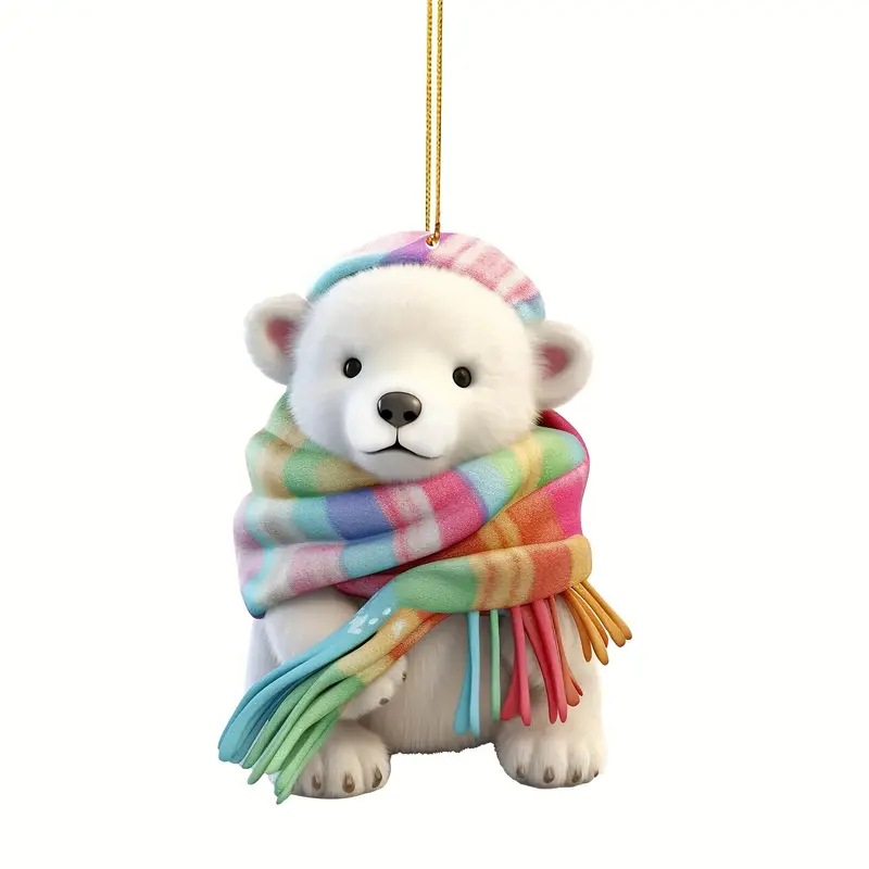 Nuevos productos transfronterizos adorables oso polar montado en automóviles colgantes acrílicos colgantes planos de automóviles decoración de regalos de fiesta de vacaciones