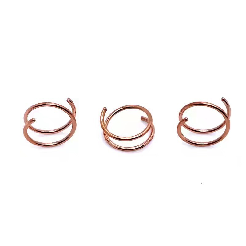 New Stainless Steel Spiral Nose Ring Simple Nose Ring Lip Ring Dual-use Vacuum Plating Layered Double Ring Nose Ring Hoop