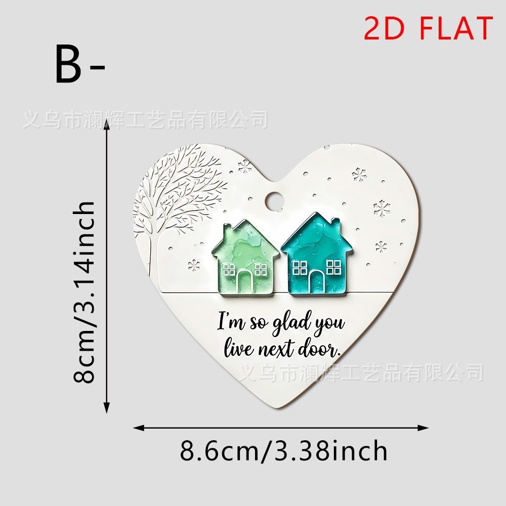 Colgante transfronterizo venta caliente en forma de corazón decoración de amistad decoración plana 2D sub