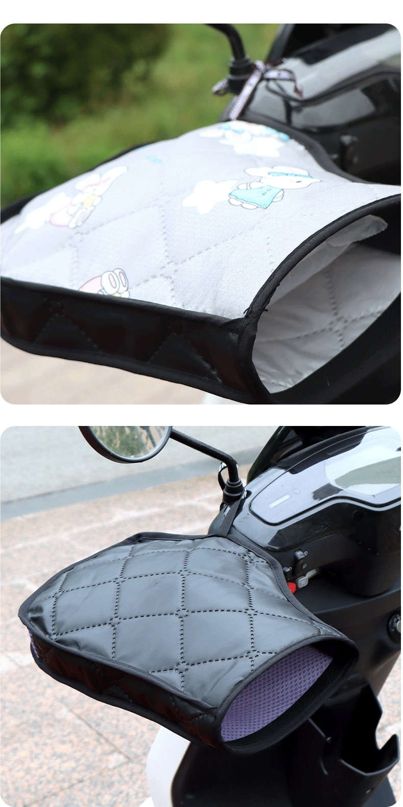 Electric Motorcycle Windproof and Rainproof Double-Sided Waterproof Gloves Handlebar Covers for Spring and Autumn, Thin Style for Summer Sun Protection