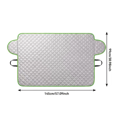 Car snow shield cover, snow shield, winter - diamond-pattern-front-panel-green-border