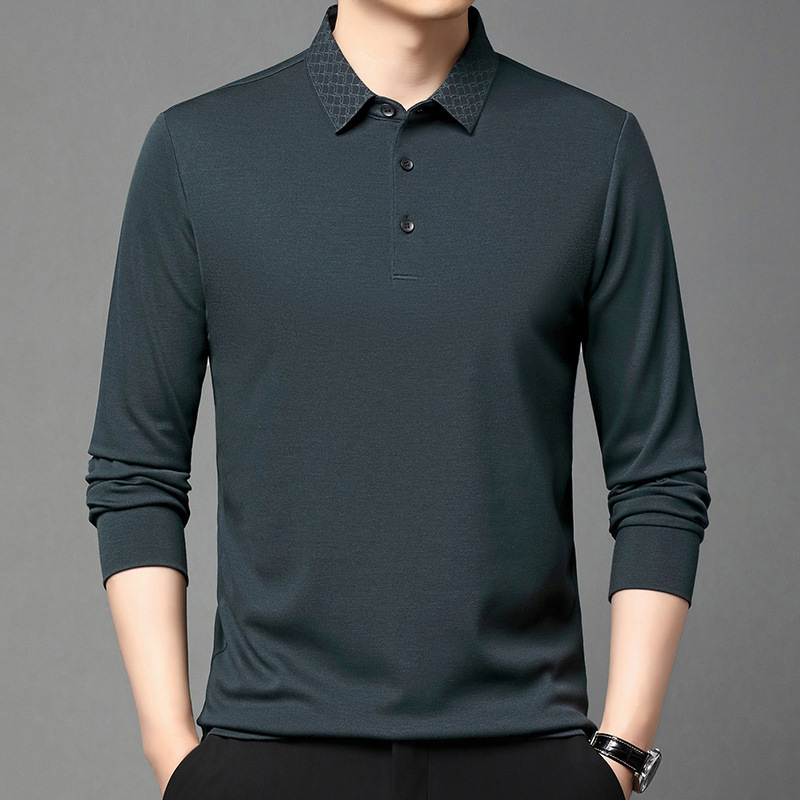 Light Luxury Men's Cashmere T-Shirt 2026 Spring and Autumn New Fashion Casual Non-Ironing Middle-Aged Dad Men's Polo Shirt Light Luxury Men's Cashmere T-Shirt 2026 Spring and Autumn New Fashion Casual Non-Ironing Middle-Aged Dad Men's Polo Shirt
