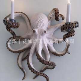 跨境章鱼造型壁式烛台摆件 海洋风复古装饰蜡烛架