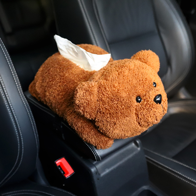 Creative Car Armrest Box Cartoon Tissue Box Multifunctional Cute Dog Car Tissue Paper Tissue Bag Cover Car Supplies