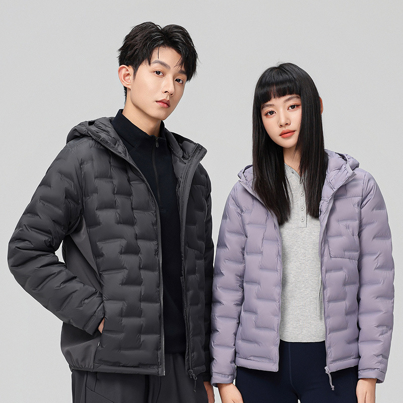 Chaqueta encapuchada para hombres y mujeres en otoño y invierno 2025 nueva chaqueta de plumón de pareja de moda universal chaqueta cálida para hombres