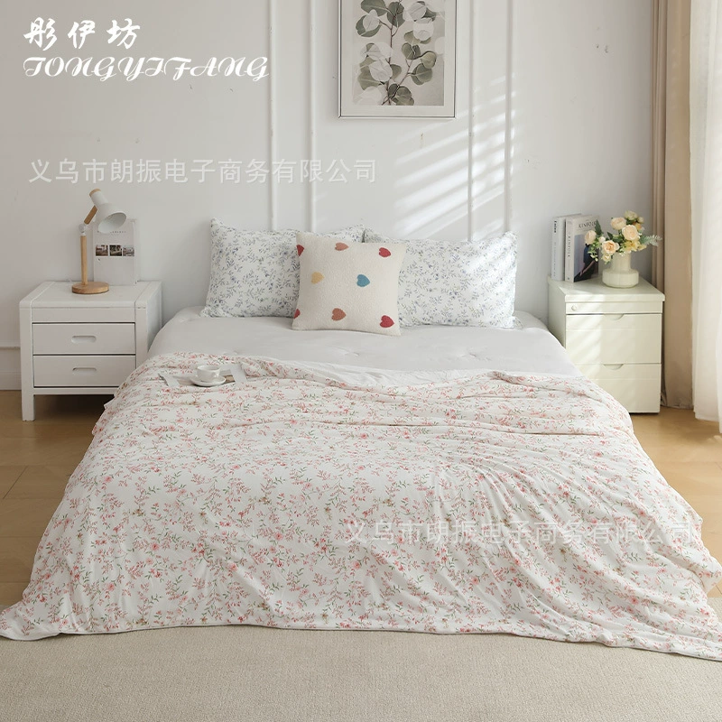 Летнее одеяло из ледяного шелка с кислотным принтом, одеяло с кондиционером, тонкое одеяло, моющееся одно- и двуспальное прохладное одеяло, мягкое летнее одеяло для общежития