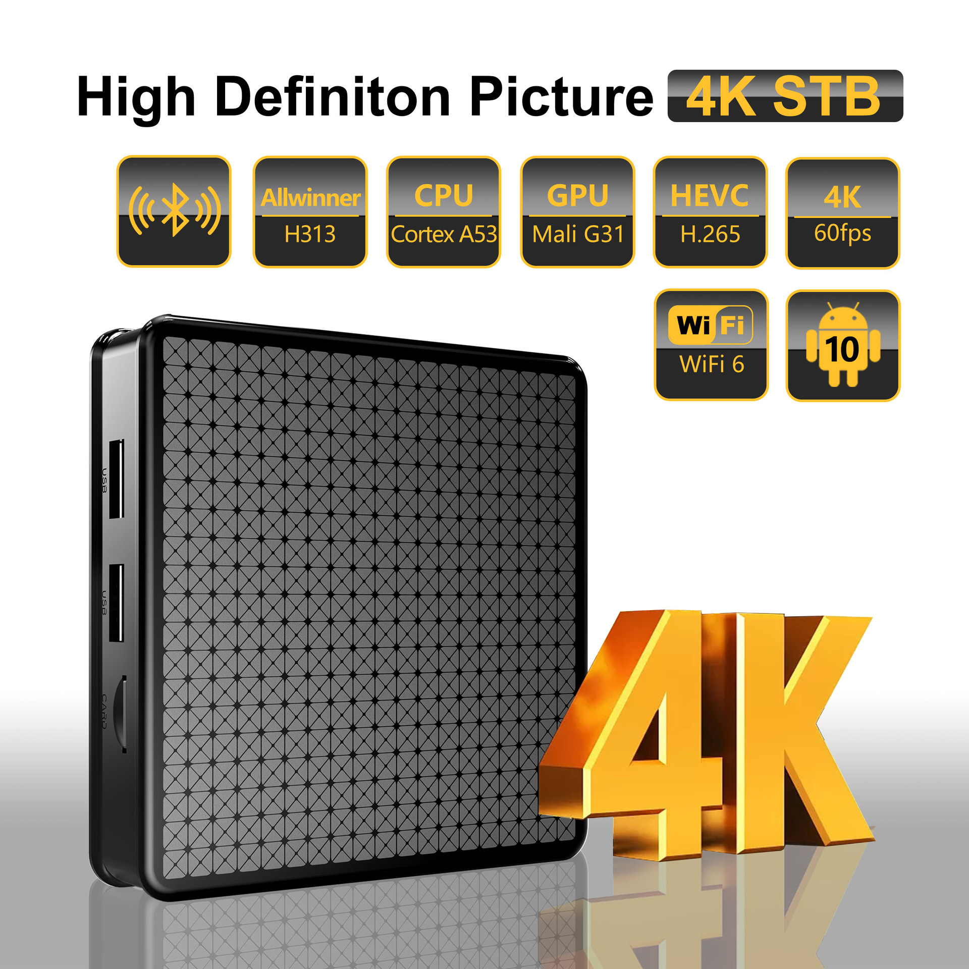 Android Tv Box Android 10 System Quanzhi H313 Export Cross-Border Tv Set-Top Box Network Player