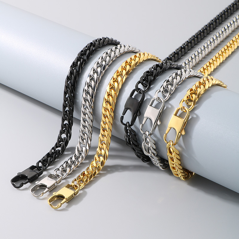 Cuban Link Chain Curb Chain Chain Type Streetwear Geometric Titanium Steel Plating Unisex Chain Necklace Necklace Men Necklace Sets