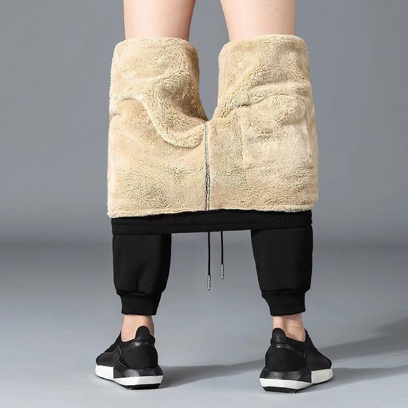 Cashmere Pants Men's Trendy fleece-lined Thickened Casual Pants Winter Loose Warm Cotton Pants Sports Sweatpants
