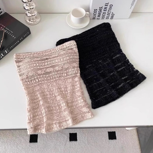 929 # Summer New Pure Lust Sexy Tube Top Lace Hollow Waist Versatile Layered Outerwear Hot Girl Top