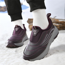 男女皮面防水冬季新款棉鞋中老年健步保暖鞋休闲运动鞋大码跨境鞋