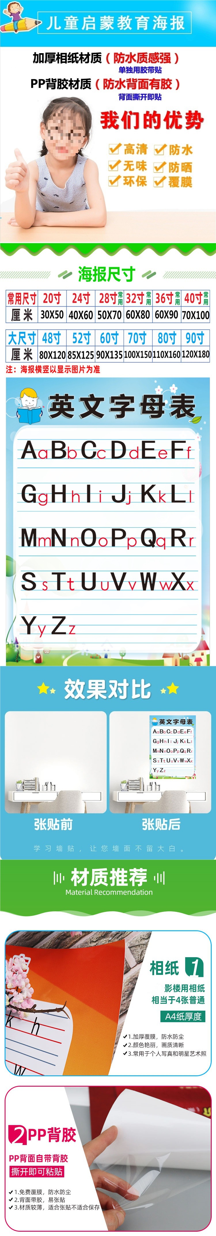 英文字母表墙贴小学生26个大小写字母表挂图二十六个英语字母表-阿里巴巴