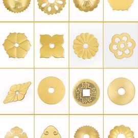 仿古黄铜垫片平垫圈异形拉手底片老式古典黄铜古建家具铜配件