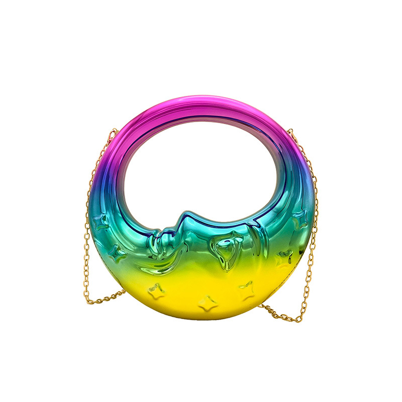 Cross-Border New Luxury Moon Handbag Glossy Evening Bag Chain Shoulder Crossbody Bag For Wedding Party - Thumbnail 6