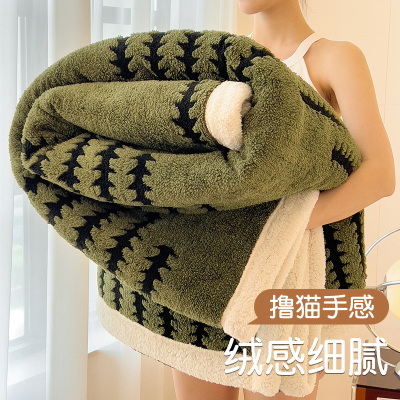 Mantras de doble cara de leche de cachemire de cabellera de oficina siesta pequeña edredón de aire acondicionado mantas de sofá cuatro estaciones