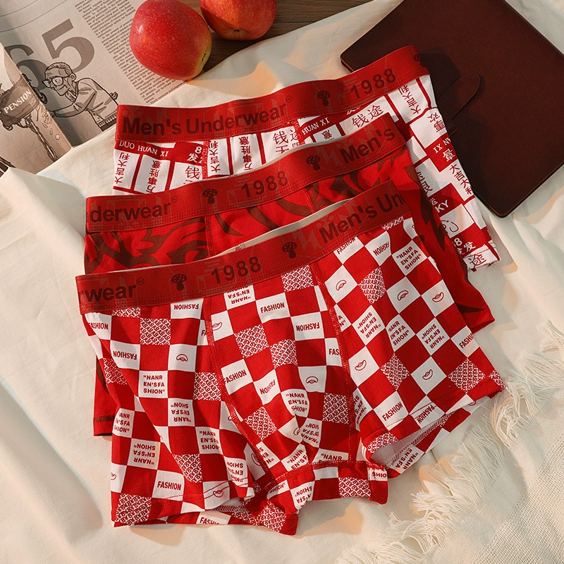 Мужское нижнее белье мужское хлопковое натальное красное модное брюки удобные дышащие плоские угловые брюки