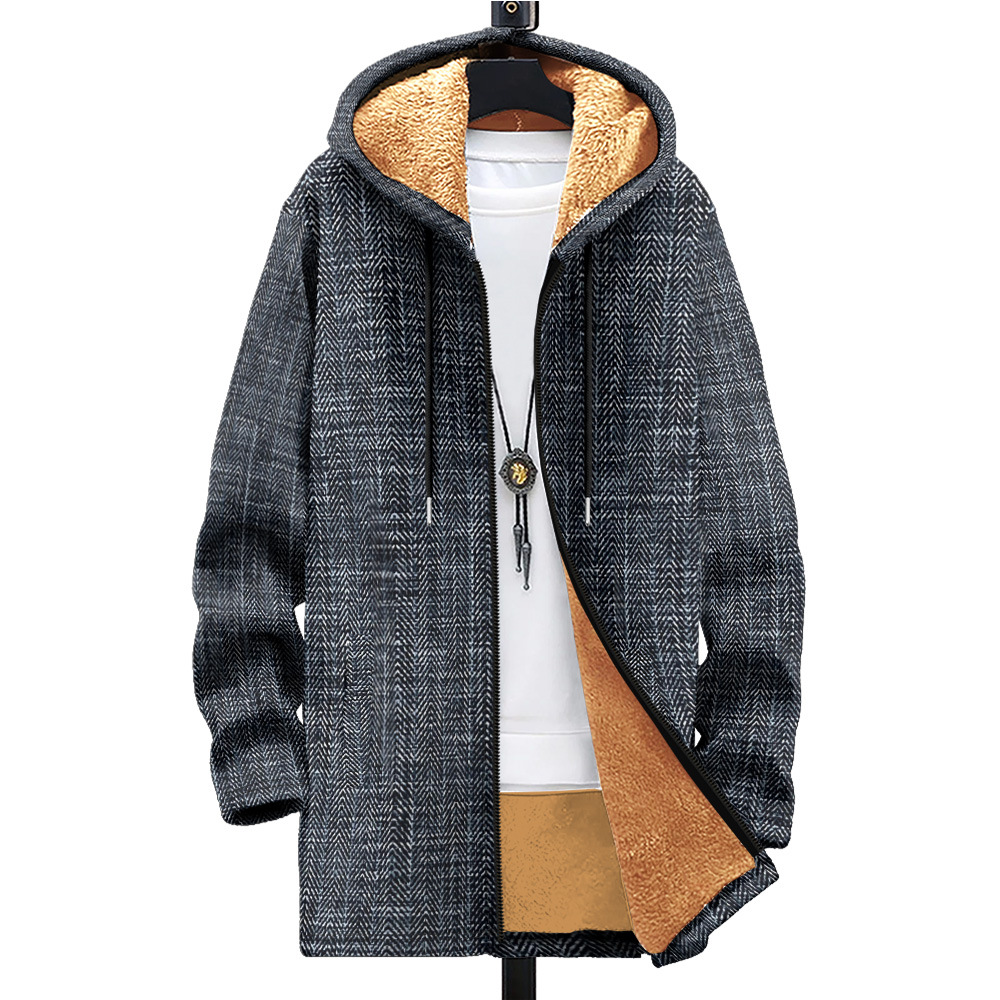 Men's autumn and winter zipper cotton jacket multiple patterns, British velvet 3D printed hooded cardigan with thickened_voghion.com