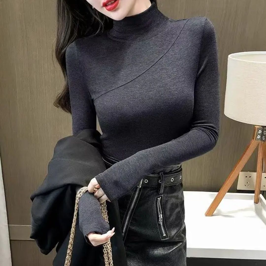 Tight Half Turtleneck Bottoming Shirt for Women in Winter 2025 New Style Fashionable and Warm Inner Slimming Look Long-Sleeved Top